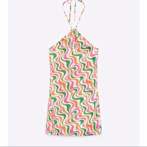 Zara 70’s swirl halter dress